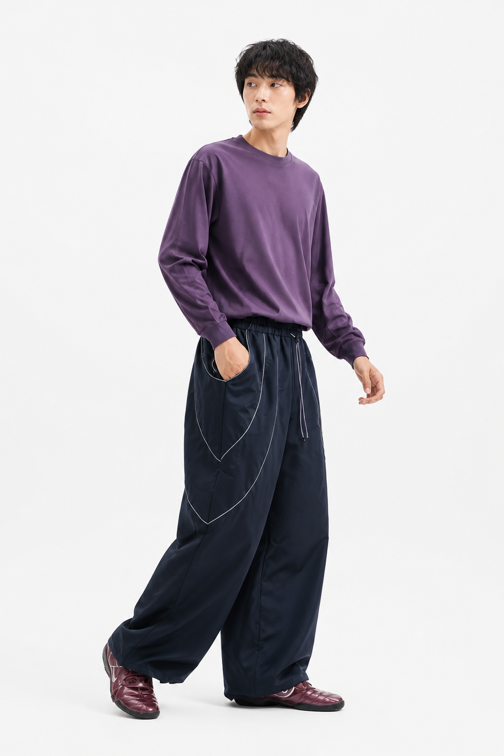 Windbreak - Unisex Contrast Stitch Technical Barrel Trousers
