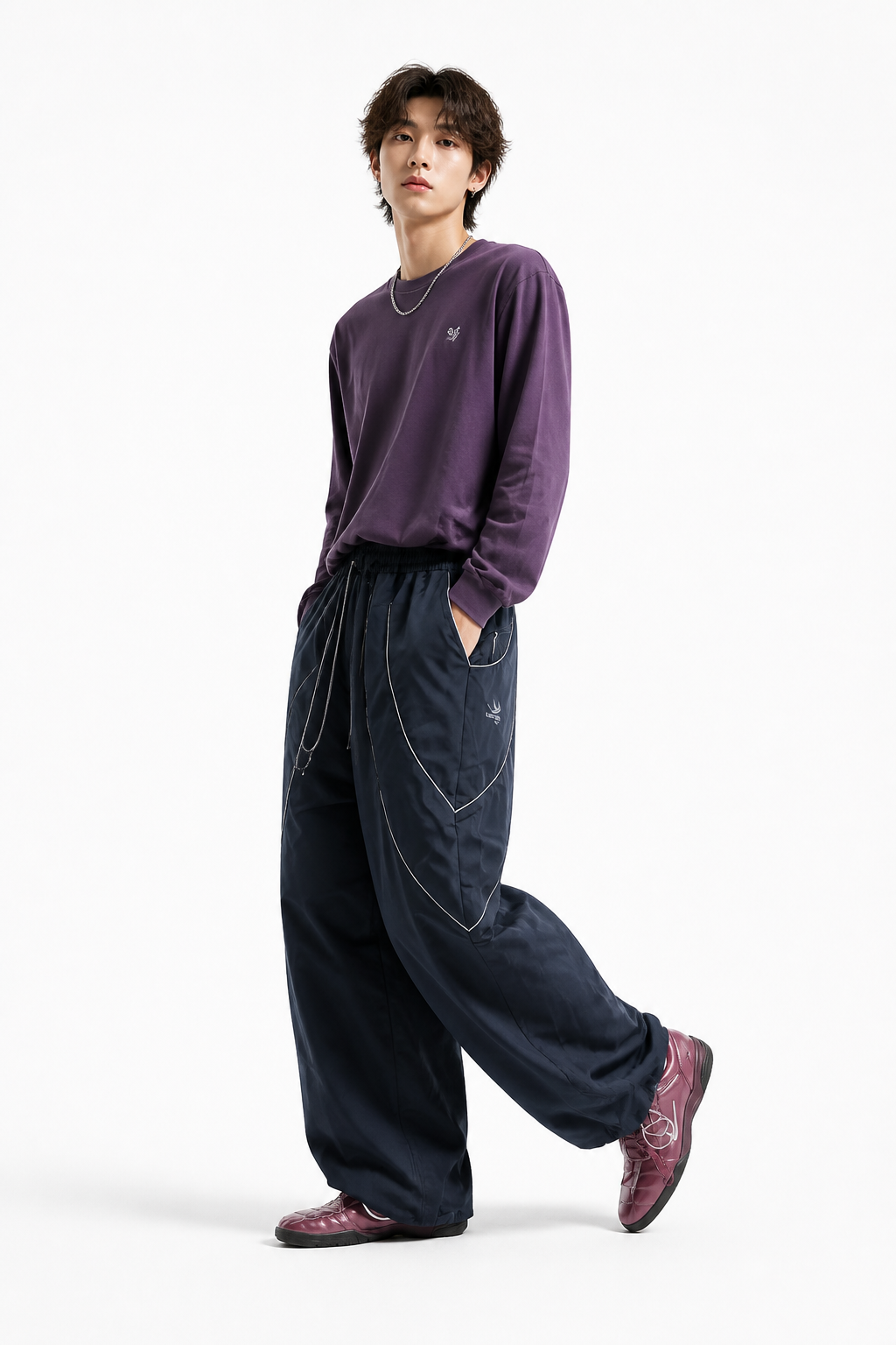 Windbreak - Unisex Contrast Stitch Technical Barrel Trousers