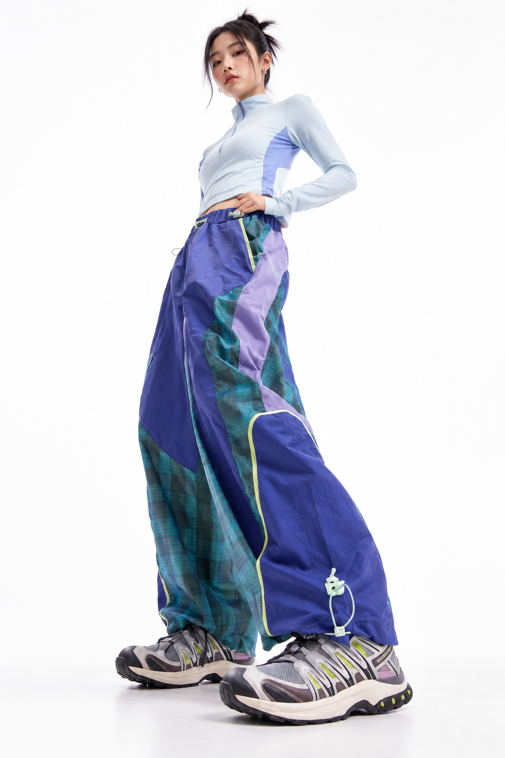 Patchwork Plaid Balloon Trousers