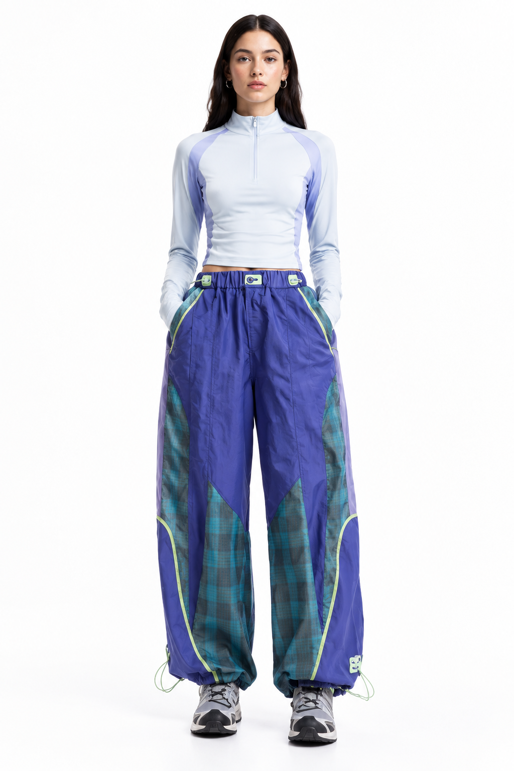 Patchwork Plaid Balloon Trousers
