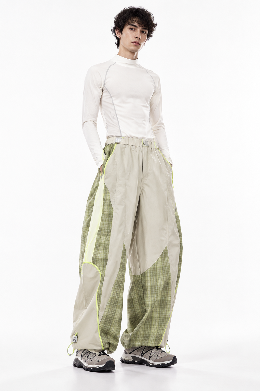 Patchwork Plaid Balloon Trousers
