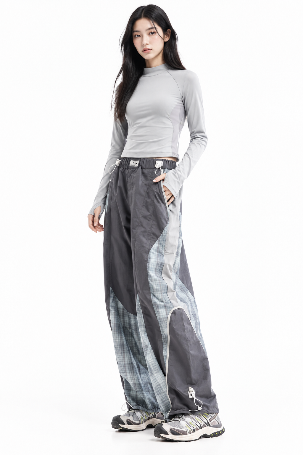 Patchwork Plaid Balloon Trousers