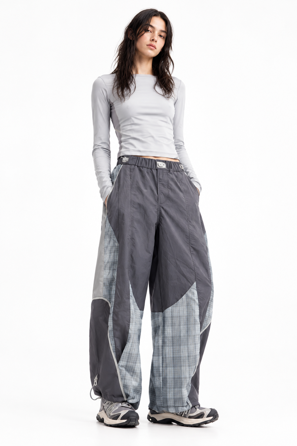 Patchwork Plaid Balloon Trousers
